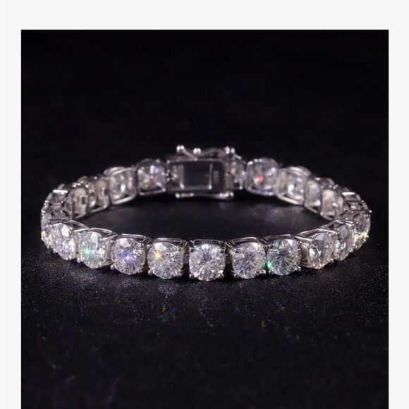 Unbranded Other - 6.5MM Moissanite Diamonds Tennis Bracelet 925 Silver 14k Gold Plated VVS1 Unisex